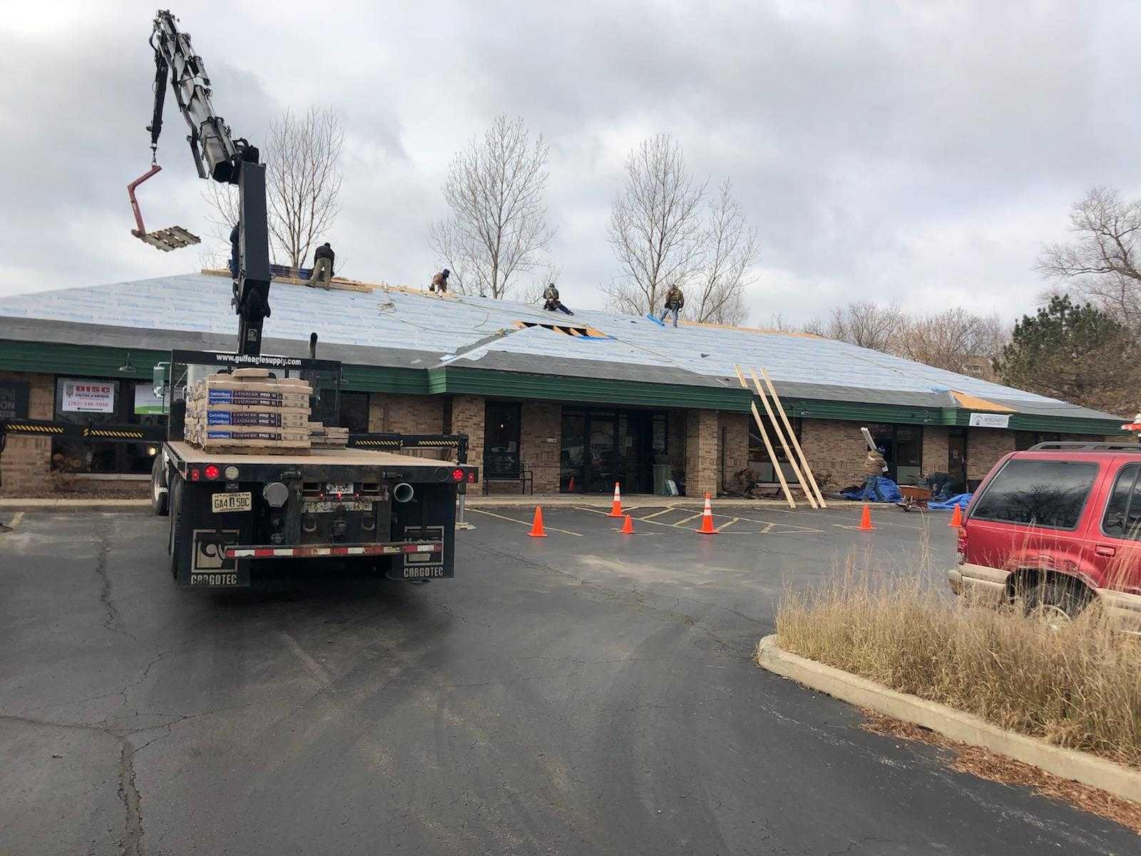 Commercial Metal Roof In Process Truck Lift