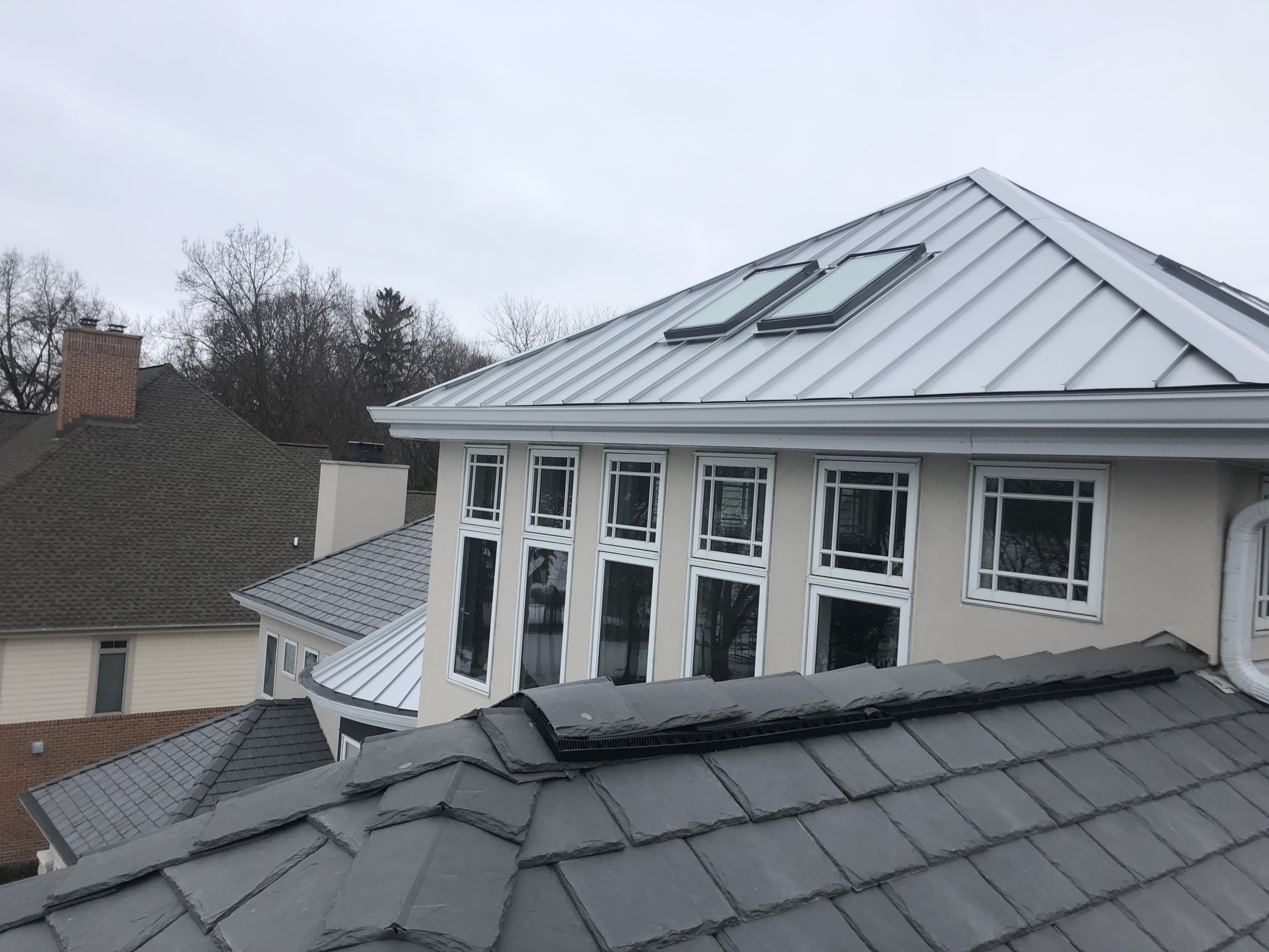 Wisconsin Roofing LLC | Residential | Elkhart Lake | Metal roof with skylights